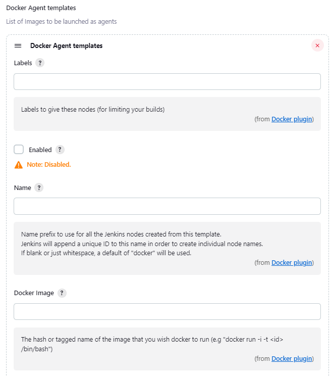 docker agent templates